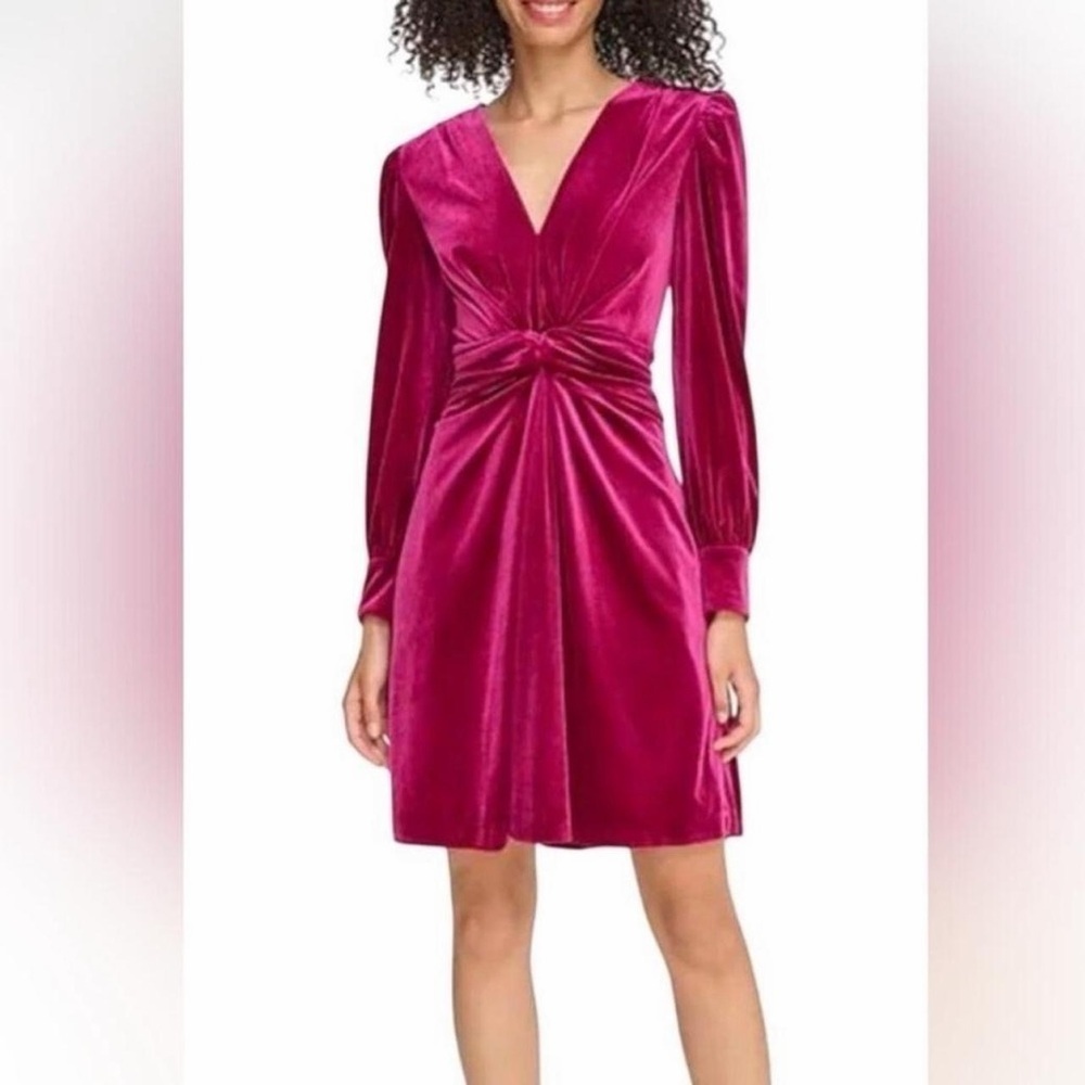 NEW Vince Camuto Velvet Knot-Front Long Sleeve Dress in Burgundy Wine sz 20w